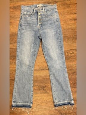 LOFT The Kick Crop Jeans Size 27 / 4 High Rise Stretch Frayed Hem